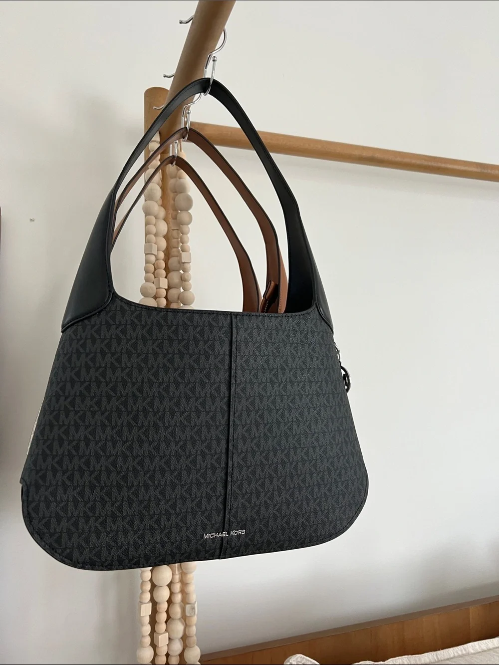 Michael Kors Black MK Logo Hobo Shoulder Bag